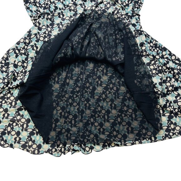 Womens Black & Blue Sleeveless Dress With Circle Pattern - Picture 5 of 9